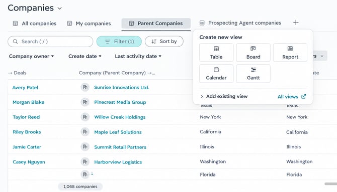 Modern CRM Companies Dashboard